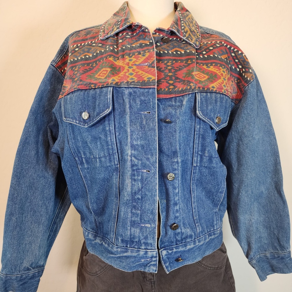 Vintage Cambridge Dry Goods Denim Jacket Southwestern Tribal Design